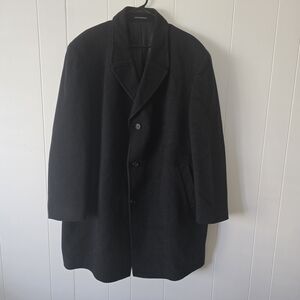 Vintage Ralph Lauren Blue Label Men's Black Wool Knee Length Pea Coat Size Large